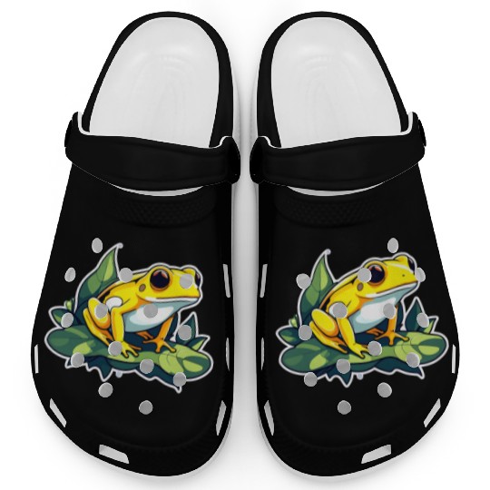 Golden Poison Frog Illustration Clogs