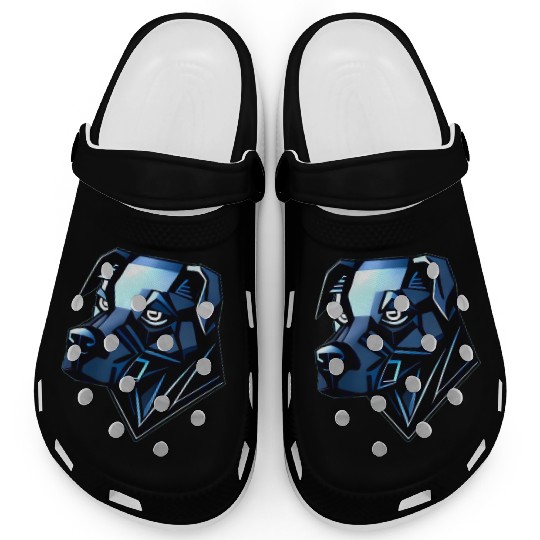 Dog Doberman Pinscher - Blue Polygons Clogs