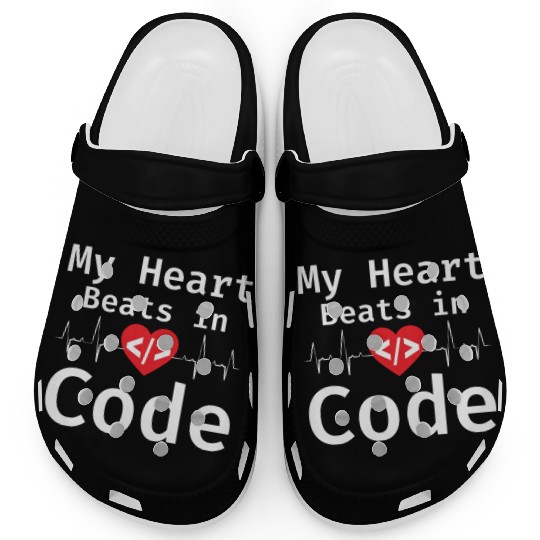My Heart Beats In Code Programmer Humor Programmin Clogs