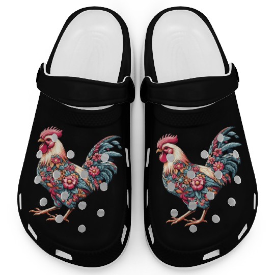 Charming Floral Chicken - Love Chickens Farm Life Clogs