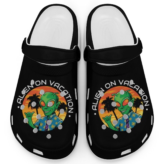Alien Surf Vacation Beach, Summer Sun Sea Surfers Clogs