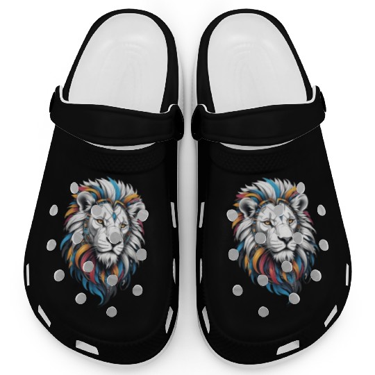 White Lion Shade 3d Clogs