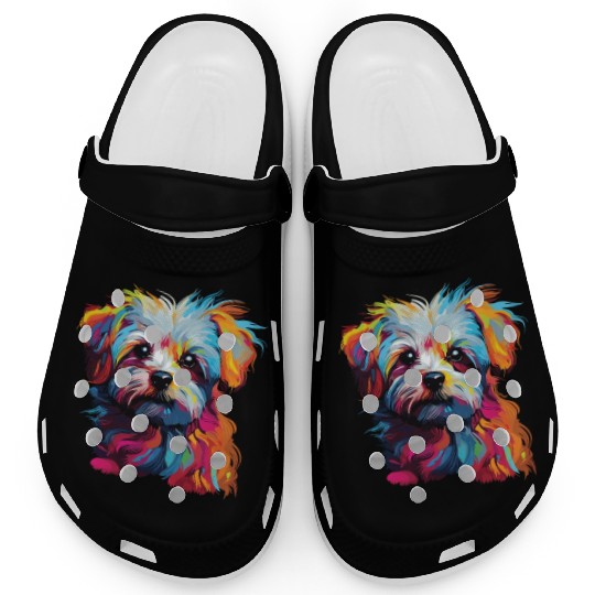 Watercolor Colorful Maltese Clogs