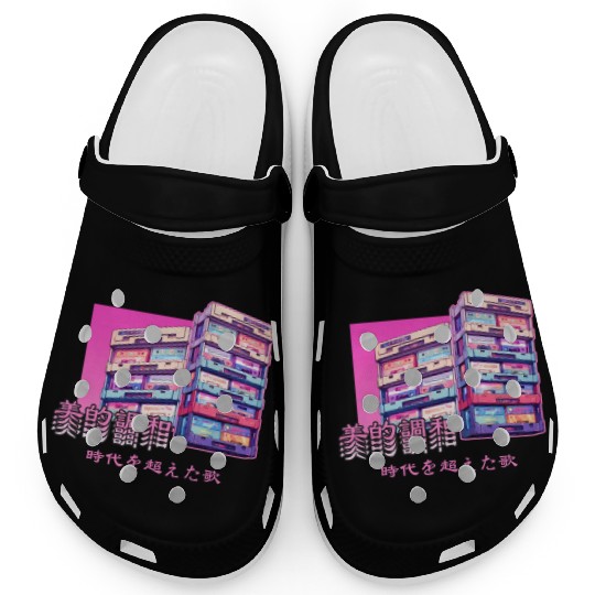 Retro Old Cassette Tapes Japanese Y2K Aesthetic Va Clogs