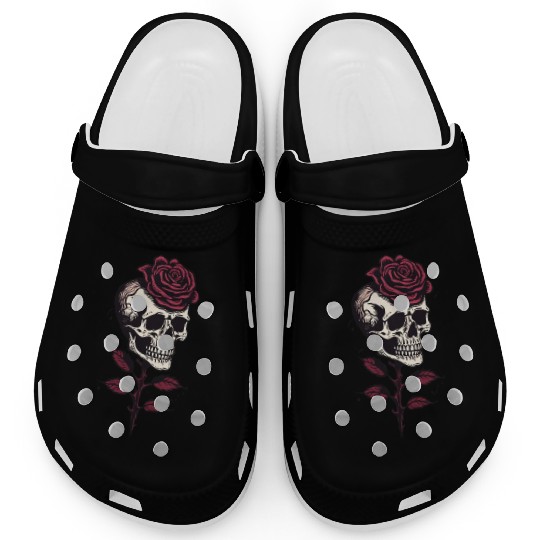 Skull Rose Aesthetic skeleton Grunge gift Clogs