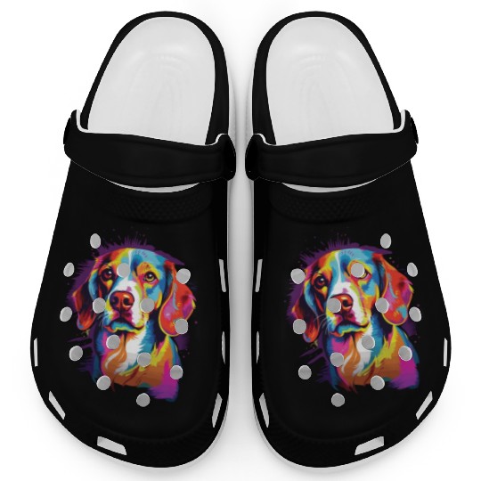 Watercolor Colorful Beagle Clogs