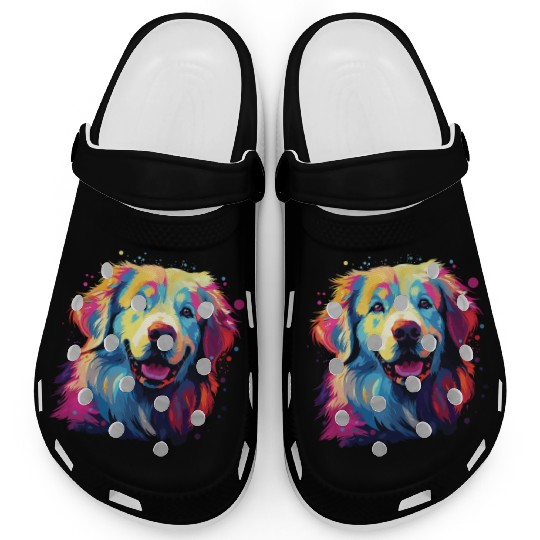 Watercolor Colorful Great Pyrenees Clogs