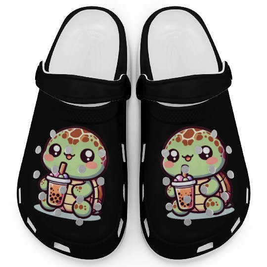 Kawaii Turtle Bubble Tea Lover Cute Sea Turtle Clogs