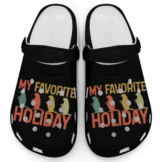 My Favorite Holiday Groundhog Day Retro Vintage Clogs
