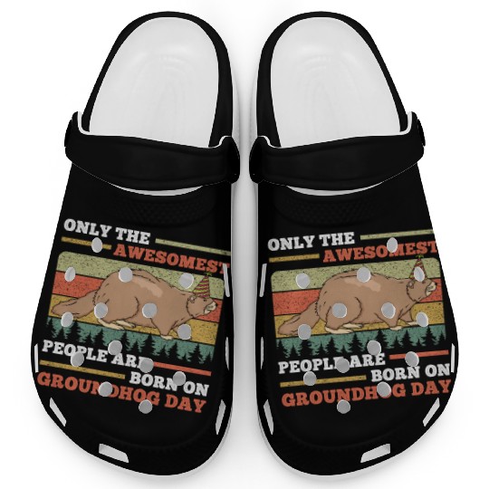 Awesomest People Groundhog Day Retro Vintage Clogs
