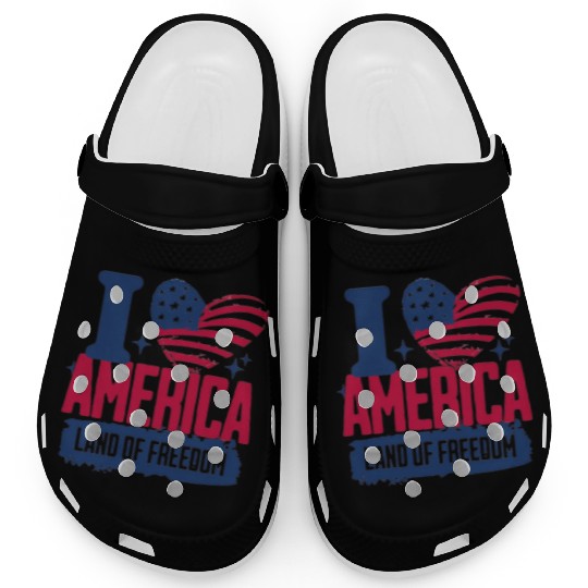 Clothing Apparel Clogs i love america