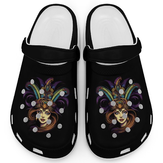 Mardi Gras Women Mardi Gras Parade Beads Jester Clogs