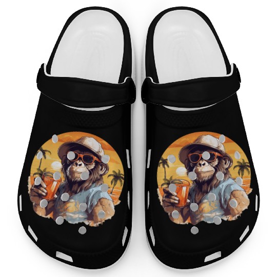 Cool Monkey With Drink Funny Animals Chimpanzee Clogs