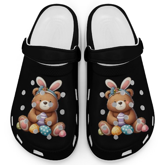 Easter bear with bunny ears and easter eggs Clogs
