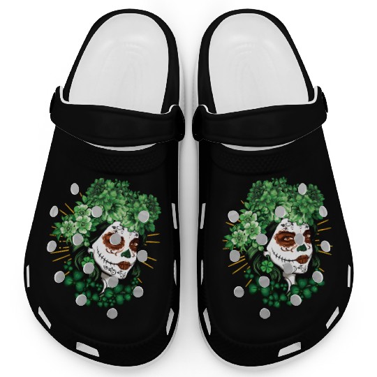 St Patrick's Day Dia De Los Muertos La Catrina Clogs