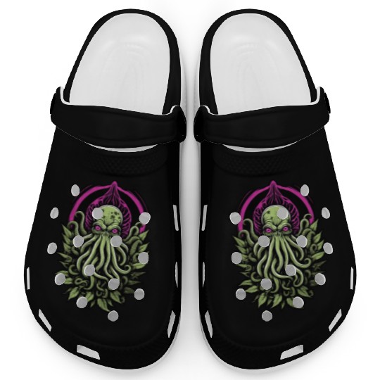 Colorful Cthulhu Clogs with Marijuana Leaves