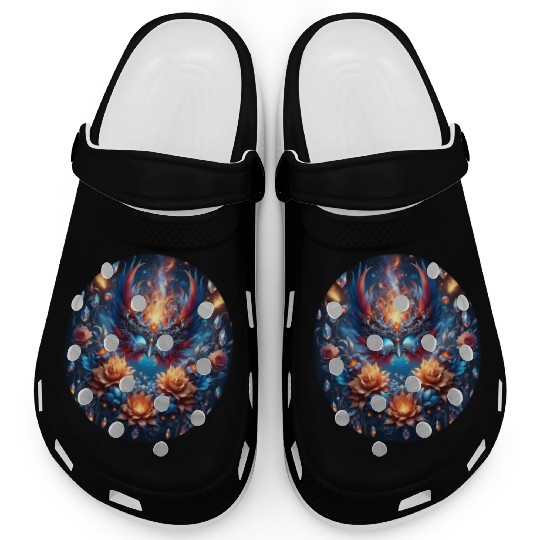 Phoenix Rebirth in Cosmic Bloom Clogs
