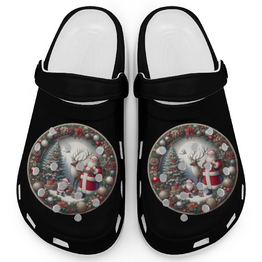 Happy Santa Claus: Traditional Christmas Image Clogs