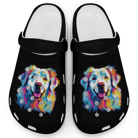 Watercolor Colorful Great Pyrenees Clogs