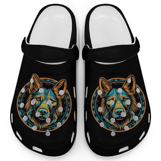 German Shepherd Funny Dog Street Art Comic Pet Clogs