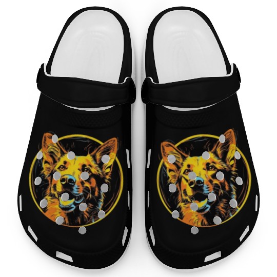 German Shepherd Funny Dog Street Art Comic Pet Clogs