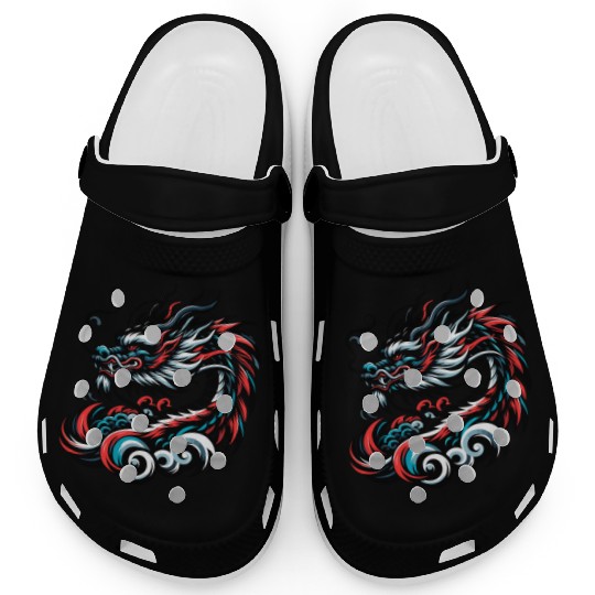 Colorful Chinese Dragon Artwork Essentials Clogs