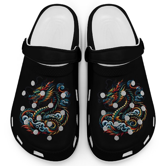 Colorful Dragon Zodiac Chinese Dragon Art Clogs