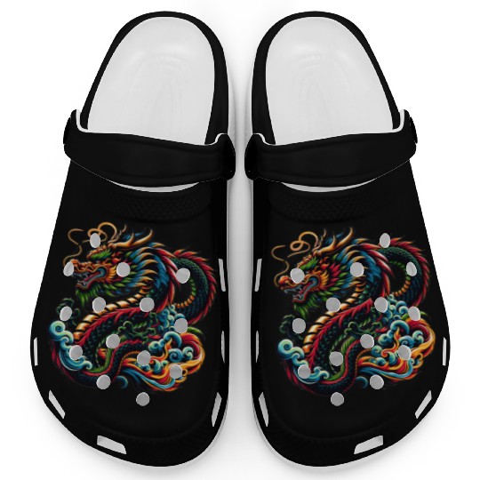 Colorful Chinese Dragon Artistic Design Clogs