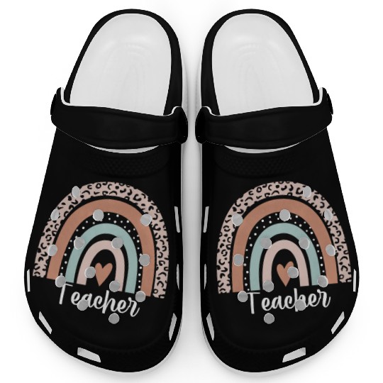 Teacher Rainbow Leopard Funny Teacher Appreciation Clogs