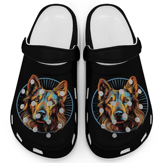 German Shepherd Funny Dog Street Art Comic Pet Clogs