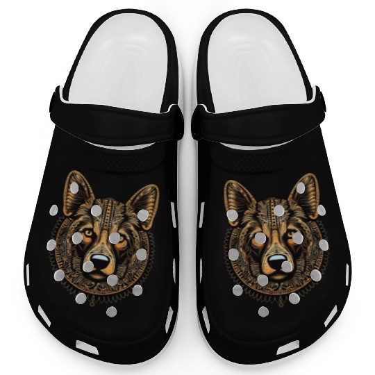 German Shepherd Funny Dog Street Art Comic Pet Clogs