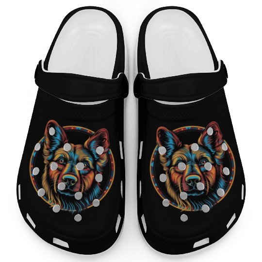 German Shepherd Funny Dog Street Art Comic Pet Clogs