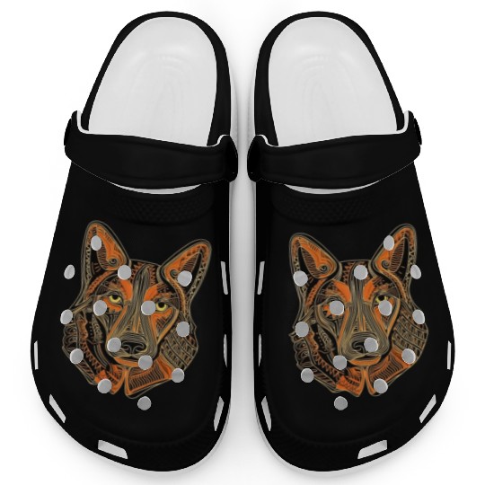 German Shepherd Funny Dog Street Art Comic Pet Clogs