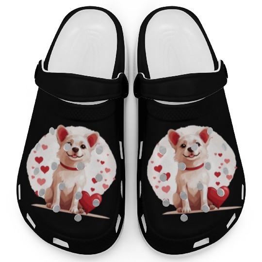 Dog love heart valentine day motif Clogs