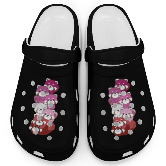 Lipstick Lesbian Pride Lgbtq Cute Red Panda Pile Clogs