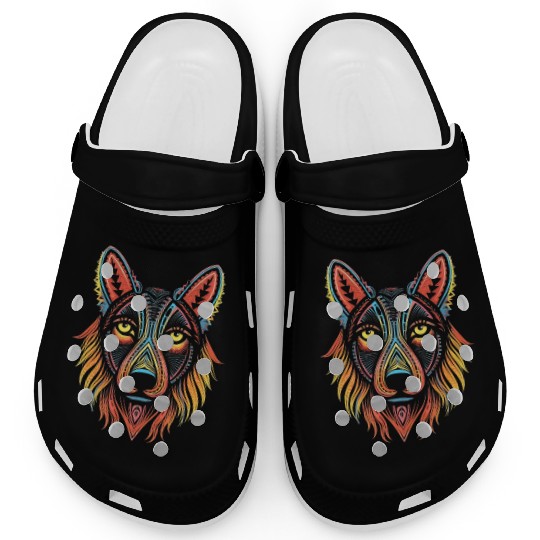 German Shepherd Funny Dog Street Art Comic Pet Clogs