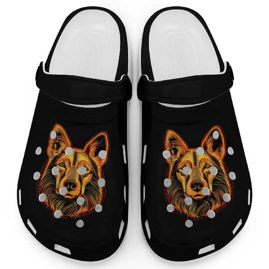 German Shepherd Funny Dog Street Art Comic Pet Clogs