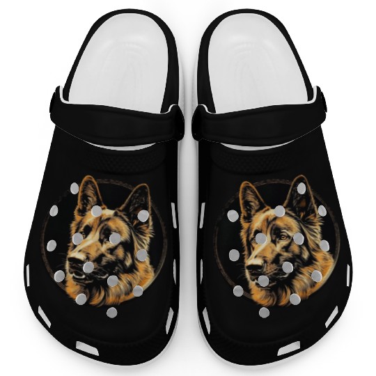 German Shepherd Funny Dog Street Art Comic Pet Clogs