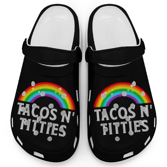 Tacos and Titties Funny LGBT Gay Pride Gifts Clogs