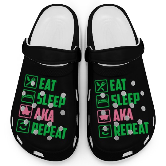 Eat Sleep AKA Repeat Alpha Kappa Alpha Womens Gift Clogs