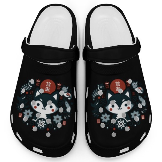Harmony with Adorable Cat and Fish Clogs