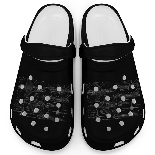 F16 Jet Aircraft Fighter Jet Blueprint Clogs