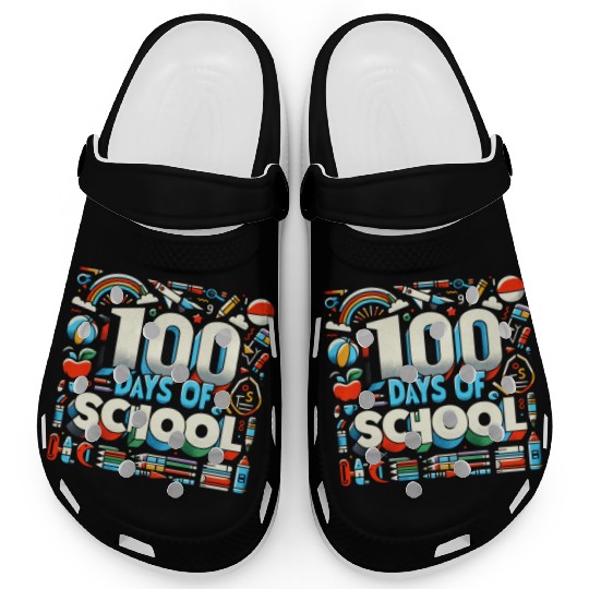 100 Days of School Teacher Student Education Clogs