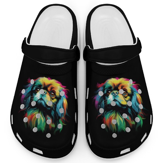 Watercolor Colorful Pekingese Clogs