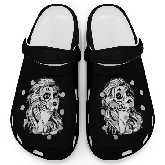 Skull Vintage Girl Face Clogs
