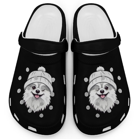 Cute Pomeranian with hat Clogs