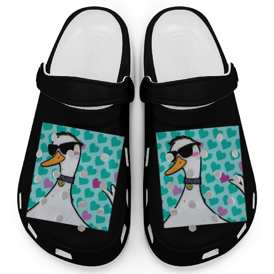 90s Raver Cartoon Duck, Party Animal, Kids Room Clogs