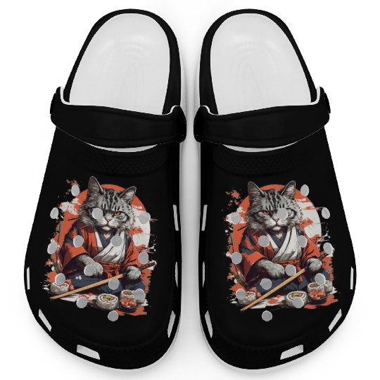 Cat Samurai Sushi Clogs