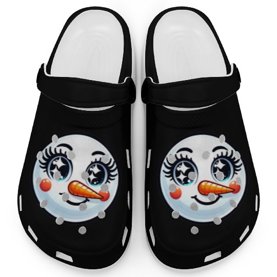 Lady Carrot-Nosed Snowwoman Cute Snowman Christmas Clogs