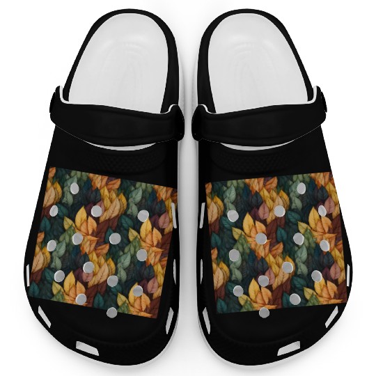 Colorful Fall Leaves Pattern Clogs